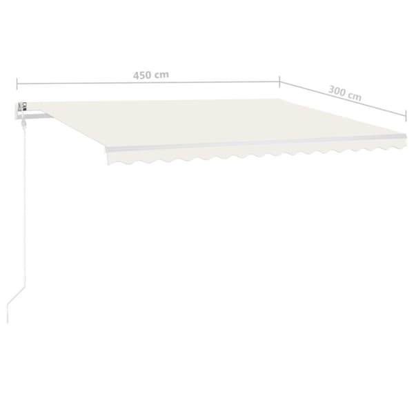 vidaXL Manuell uttrekkbar markise med LED 4,5x3 m kremhvit