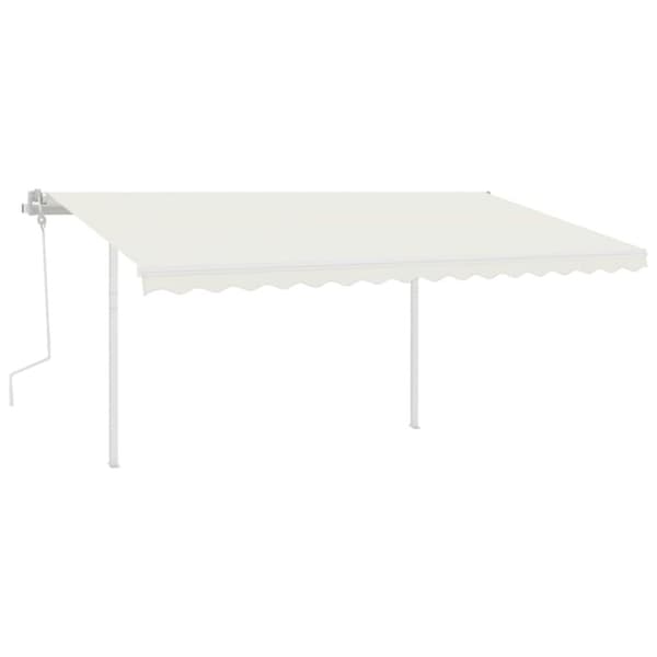 vidaXL Manuell uttrekkbar markise med LED 4,5x3 m kremhvit