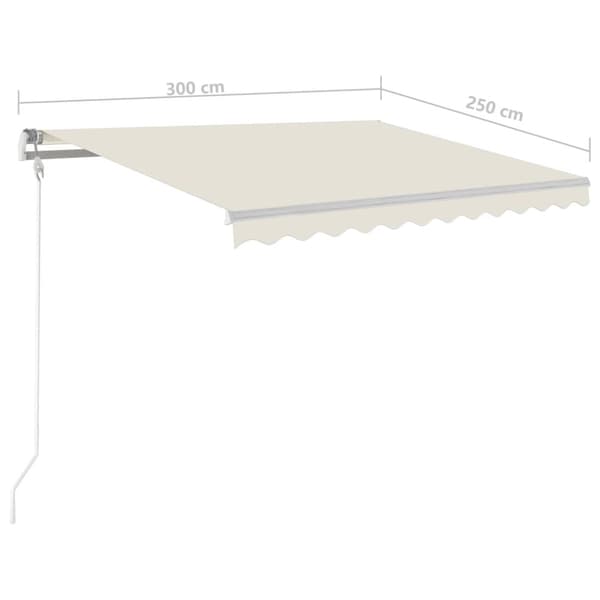 vidaXL Manuaalisesti kelattava markiisi LED-valot 3x2,5 m kerma