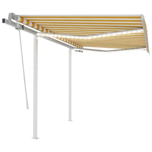 vidaXL Manuaalisesti kelattava markiisi LED-valot 3x2,5m keltavalko.