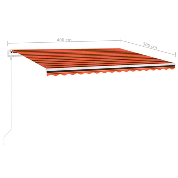 vidaXL Manuaalisesti kelattava markiisi tolpilla 4x3 m oranssi/ruskea