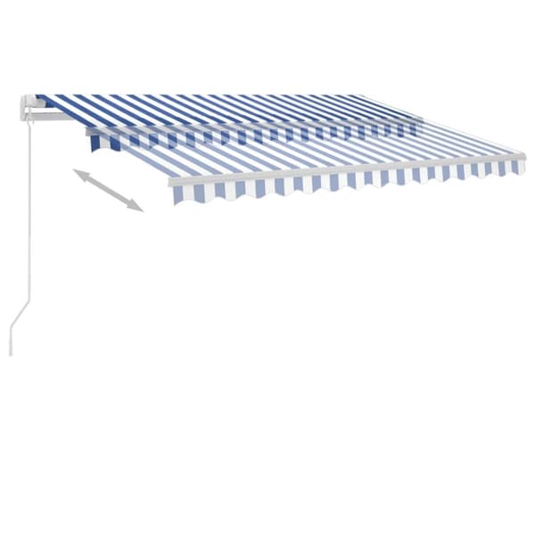 vidaXL markise m. LED-lys 350x250 cm manuel betjening blå og hvid
