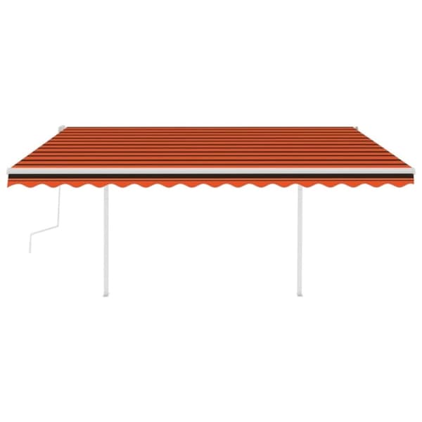 vidaXL markise m. LED-lys 4x3 m manuel betjening orange og brun