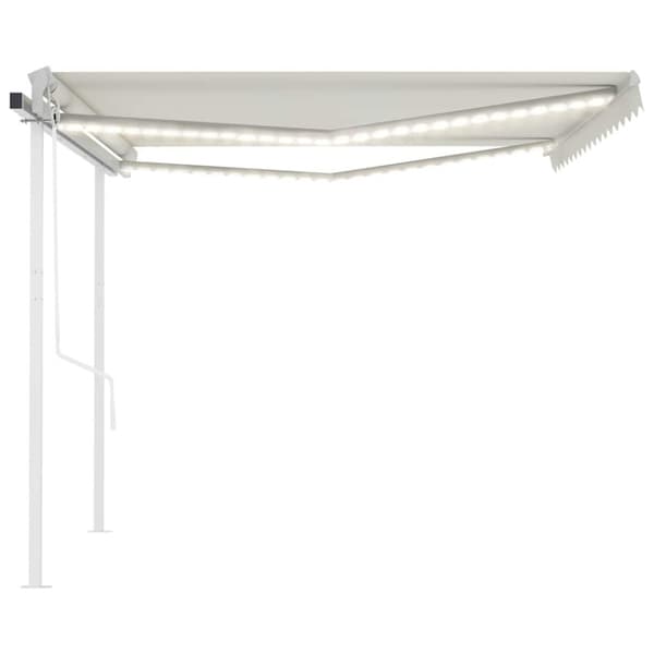 vidaXL markise m. LED + vindsensor 4x3 m automatisk cremefarvet
