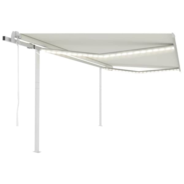 vidaXL markise m. LED + vindsensor 4x3 m automatisk cremefarvet