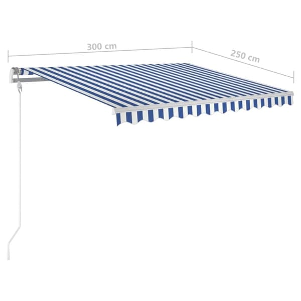 vidaXL Manuaalisesti kelattava markiisi LED-valot 3x2,5m sinivalkoinen