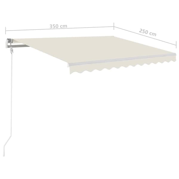 vidaXL Käsin sisäänkelattava markiisi LEDillä 3,5x2,5 m kerma