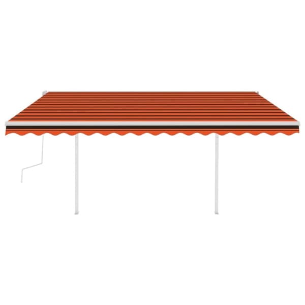 vidaXL markise m. LED-lys 4,5x3 m manuel betjening orange og brun