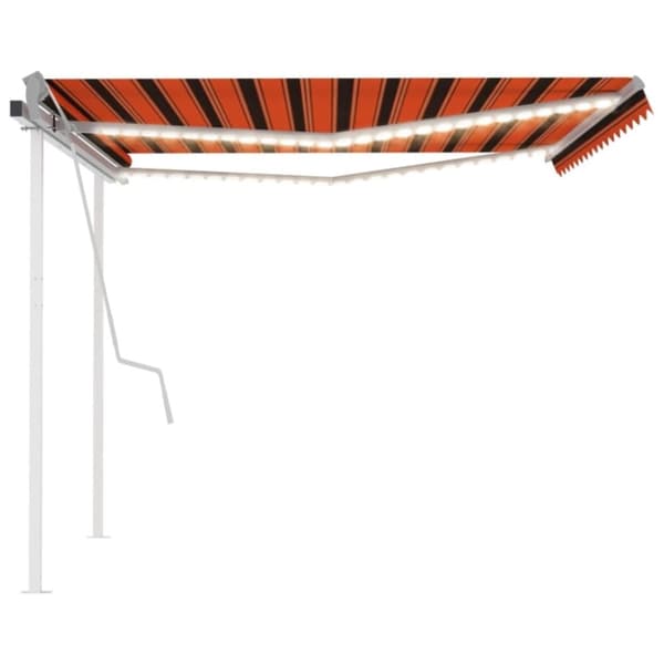 vidaXL markise m. LED-lys 4,5x3 m manuel betjening orange og brun