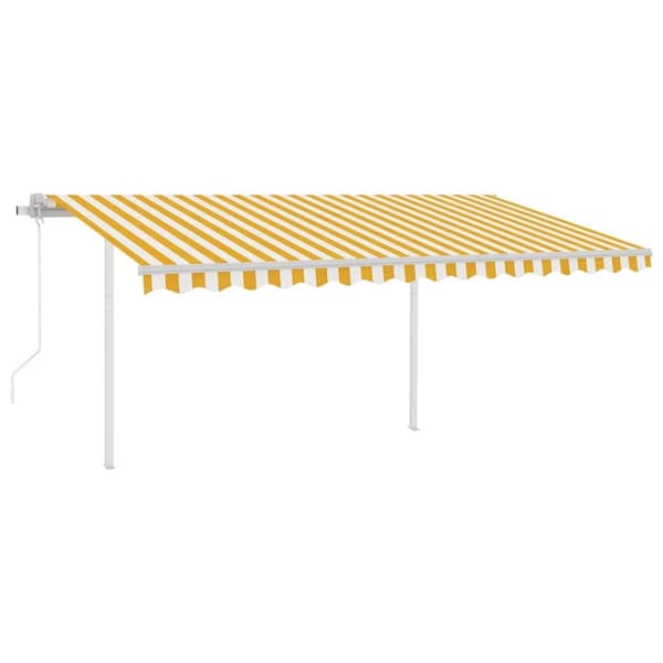 vidaXL Sisäänkelattava markiisi LED/tuulisensori 4x3 m keltavalkoinen