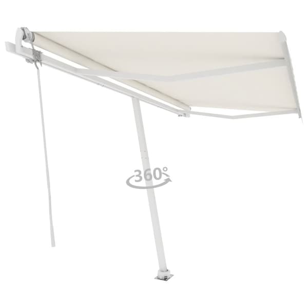 vidaXL Frittstående automatisk markise 450x300 cm kremhvit