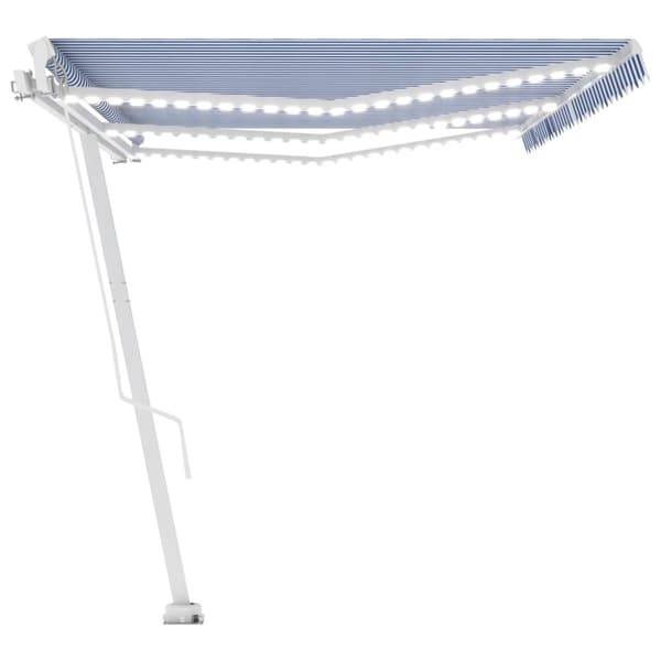 vidaXL Manuell uttrekkbar markise med LED 600x300 cm blå og hvit