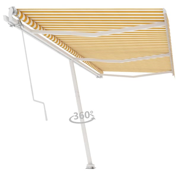 vidaXL Frittstående automatisk markise 600x300 cm gul og hvit