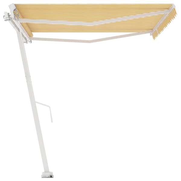 vidaXL Frittstående manuell uttrekkbar markise 400x350 cm gul/hvit