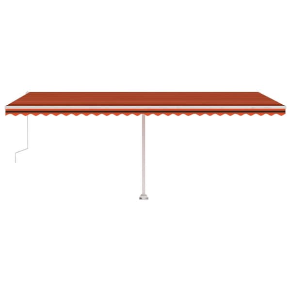 vidaXL markise m. LED + vindsensor 600x300 cm automatisk orange/brun