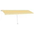 Miniatyrbilde 3 av 11: vidaXL Manuell uttrekkbar markise med LED 600x300 cm gul og hvit