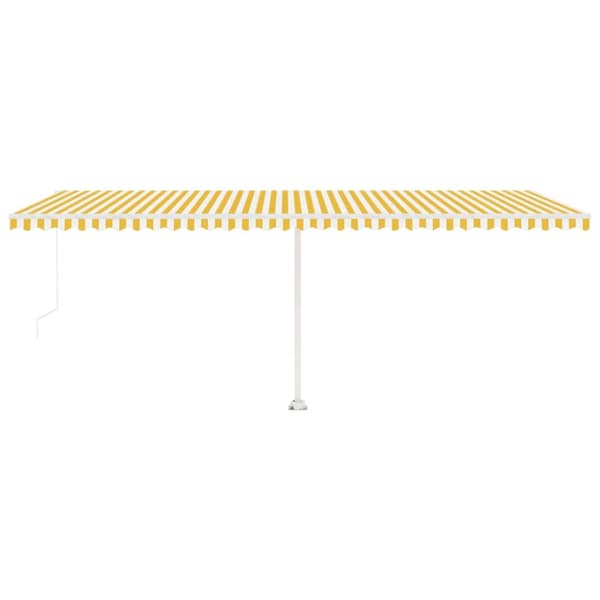 vidaXL Manuell uttrekkbar markise med LED 600x300 cm gul og hvit