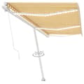 Miniatyrbilde 2 av 11: vidaXL Manuell uttrekkbar markise med LED 600x300 cm gul og hvit