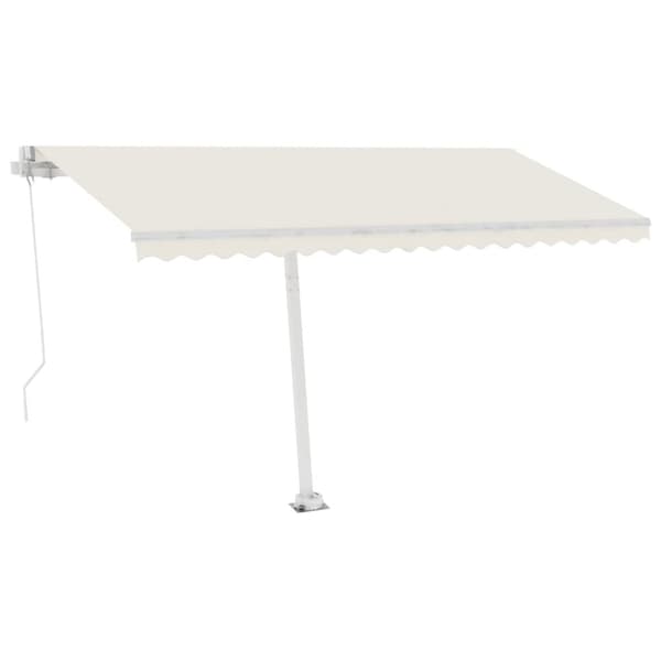 vidaXL Frittstående manuell uttrekkbar markise 450x350 cm kremhvit