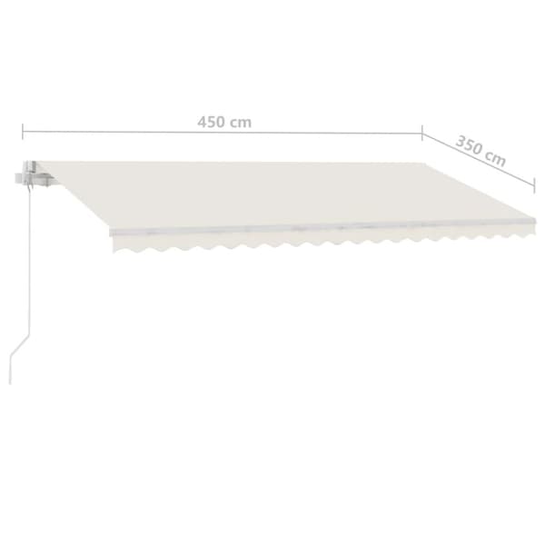 vidaXL Frittstående manuell uttrekkbar markise 450x350 cm kremhvit