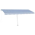 Miniatyrbilde 2 av 11: vidaXL Manuell uttrekkbar markise med LED 500x350 cm blå og hvit