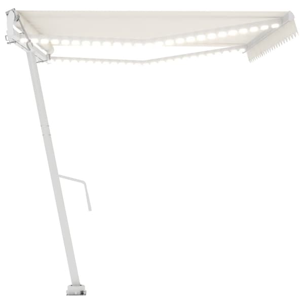 vidaXL Automatisk markis med vindsensor & LED 500x300 cm gräddvit