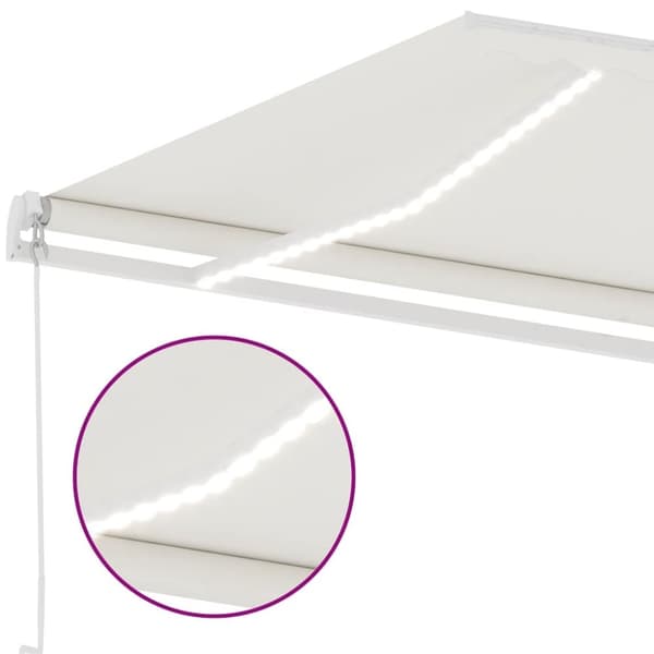 vidaXL Manuell uttrekkbar markise med LED 600x300 cm kremhvit
