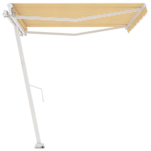 vidaXL Frittstående manuell uttrekkbar markise 400x300 cm gul/hvit