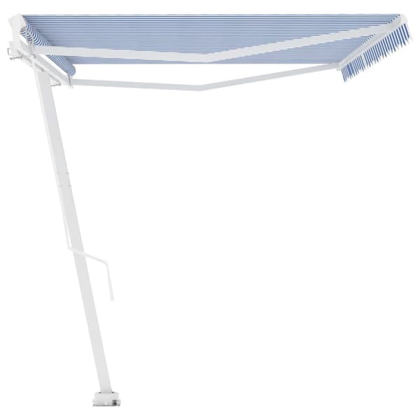 vidaXL Vapaasti seisova sisäänkelattava markiisi 500x350 cm sin./valk.