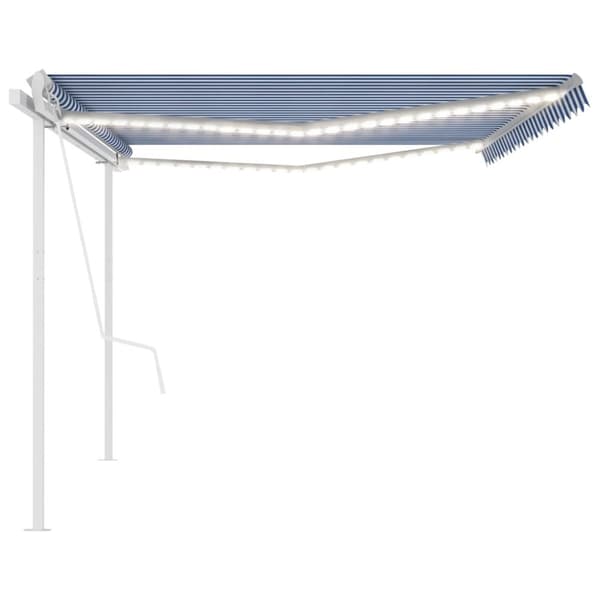 vidaXL Sisäänkelattava markiisi LED/tuulisensori 5x3 m sinivalkoinen