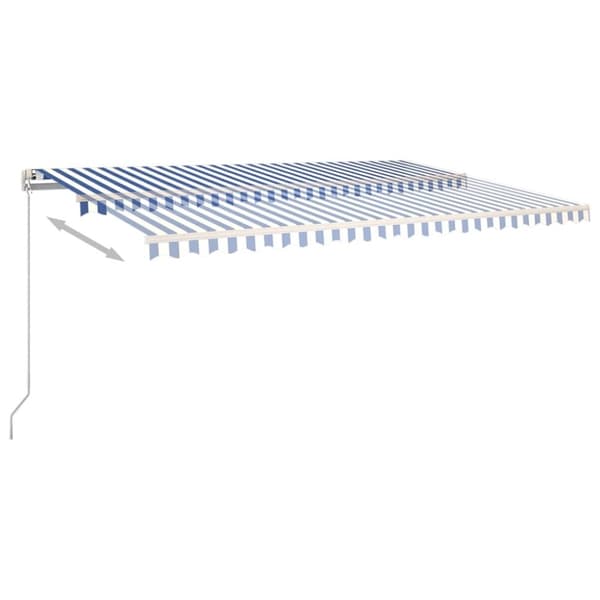 vidaXL Sisäänkelattava markiisi LED/tuulisensori 5x3 m sinivalkoinen