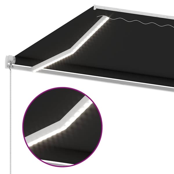 vidaXL Käsin sisäänkelattava markiisi LEDillä 500x300 cm antrasiitti