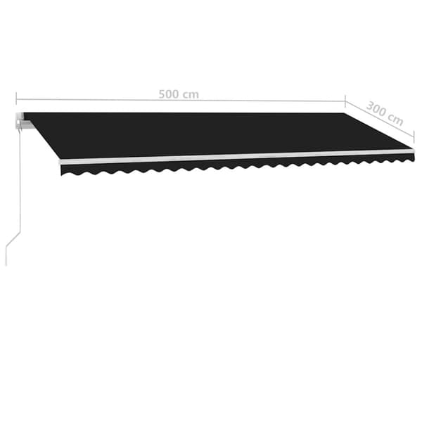 vidaXL Käsin sisäänkelattava markiisi LEDillä 500x300 cm antrasiitti