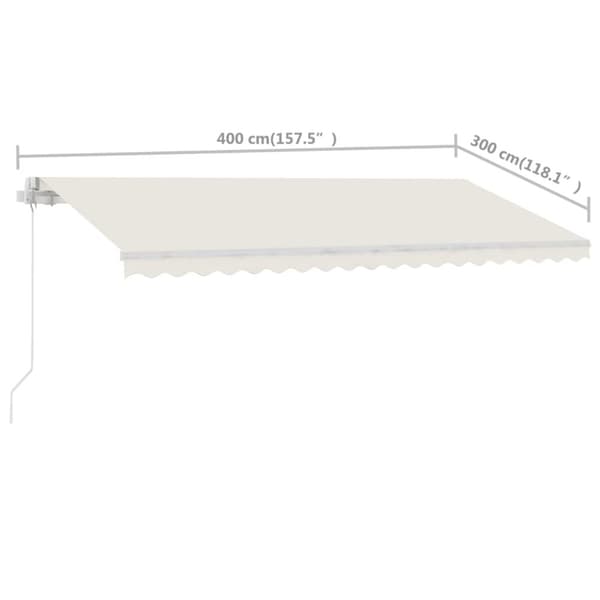 vidaXL Vapaasti seisova sisäänkelattava markiisi 400x300 cm kerma