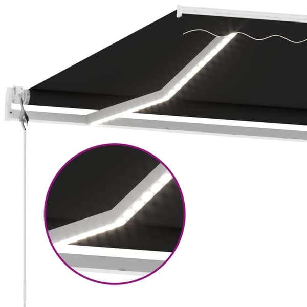 vidaXL markise m. LED + vindsensor 400x350 cm automatisk antracit