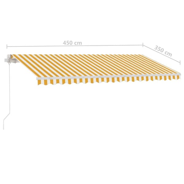 vidaXL markise m. LED-lys 450x350 cm manuel betjening gul og hvid