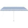 Miniatyrbillede 2 af 11: vidaXL markise m. LED + vindsensor 400x350 cm automatisk blå og hvid