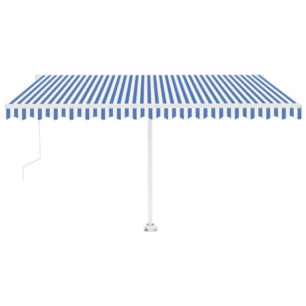 vidaXL markise m. LED + vindsensor 400x350 cm automatisk blå og hvid