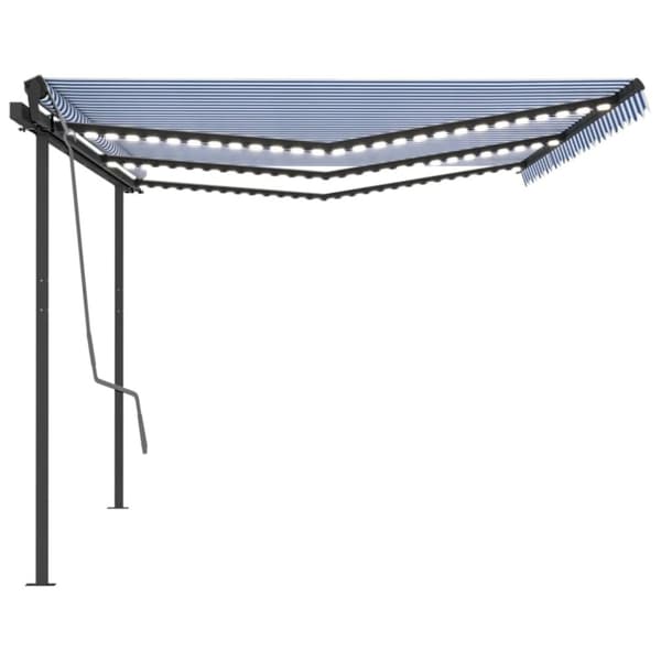 vidaXL Sisäänkelattava markiisi LEDillä 6x3,5 m sinivalkoinen