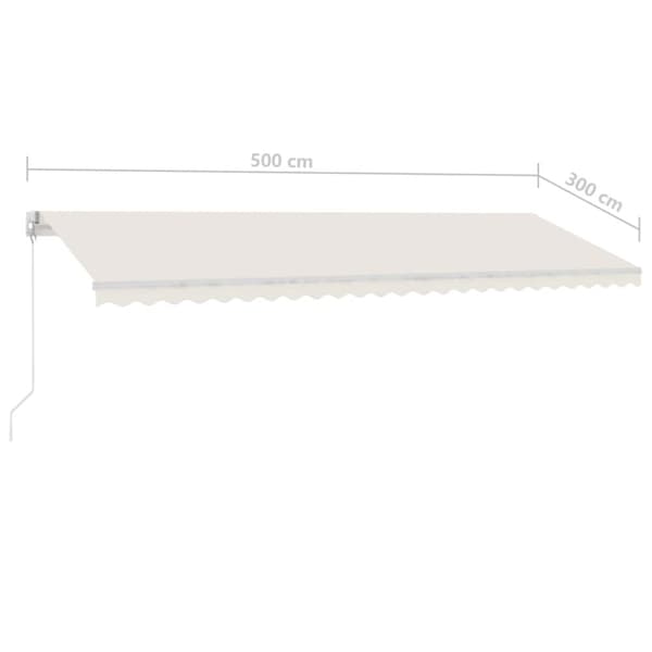 vidaXL markise m. LED-lys 500x300 cm manuel betjening cremefarvet