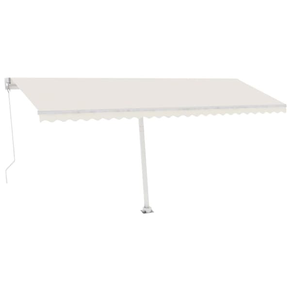 vidaXL markise m. LED-lys 500x300 cm manuel betjening cremefarvet