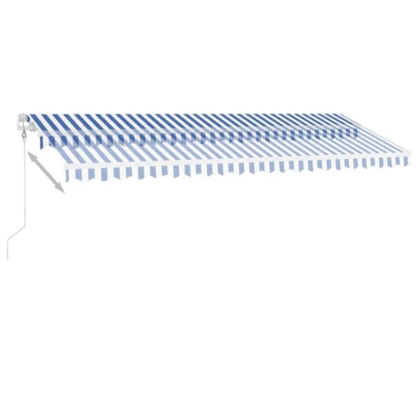vidaXL Sisäänkelattava markiisi LED/tuulisensori 500x300 cm sinivalk.