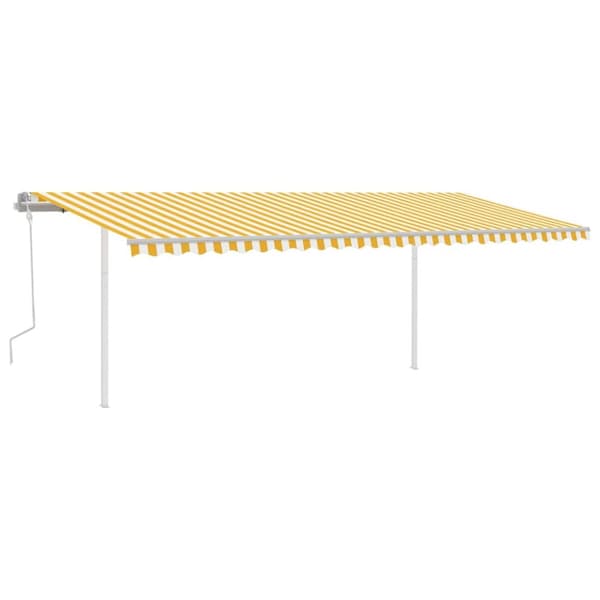 vidaXL markise m. LED-lys 6x3 m manuel betjening gul og hvid