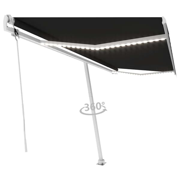 vidaXL markise m. LED+vindsensor 500x300 cm automatisk antracitgrå