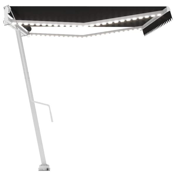 vidaXL markise m. LED+vindsensor 500x300 cm automatisk antracitgrå