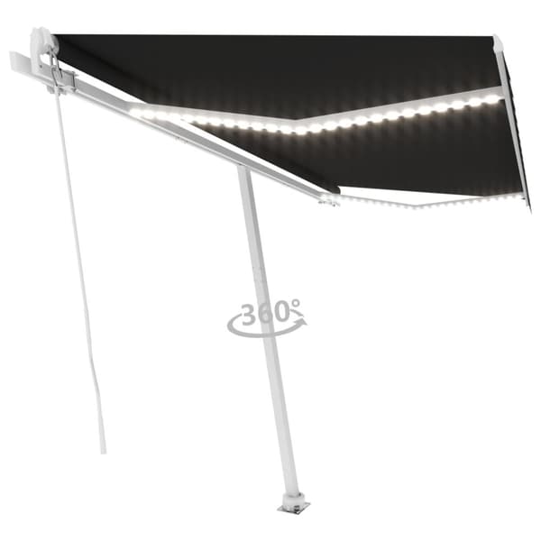vidaXL markise m. LED-lys 400x350 cm manuel betjening antracitgrå