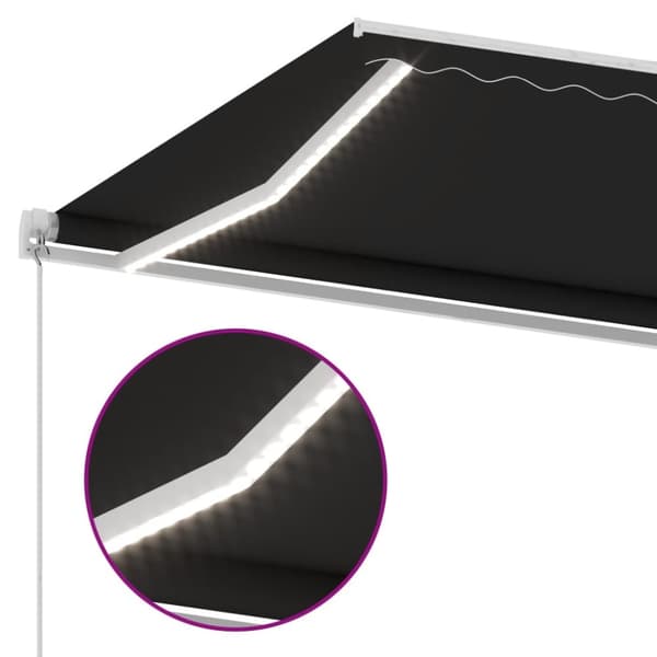 vidaXL markise m. LED-lys 400x350 cm manuel betjening antracitgrå