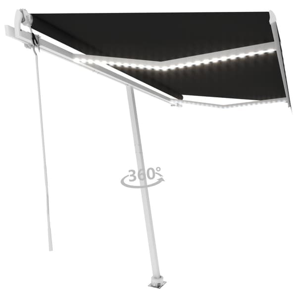 vidaXL Sisäänkelattava markiisi LED/tuulisensori 450x350cm antrasiitti
