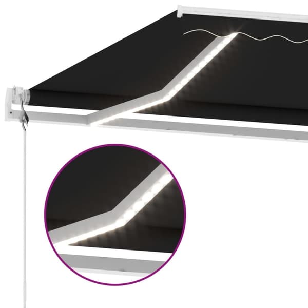 vidaXL Sisäänkelattava markiisi LED/tuulisensori 450x350cm antrasiitti