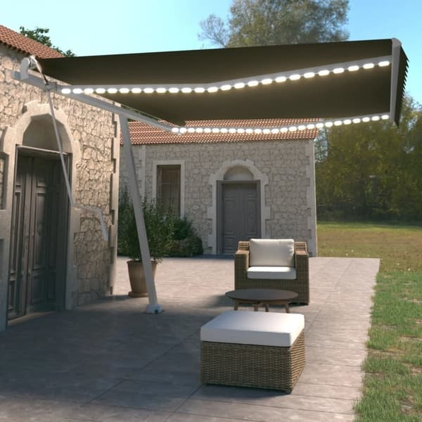 vidaXL Sisäänkelattava markiisi LED/tuulisensori 450x350cm antrasiitti